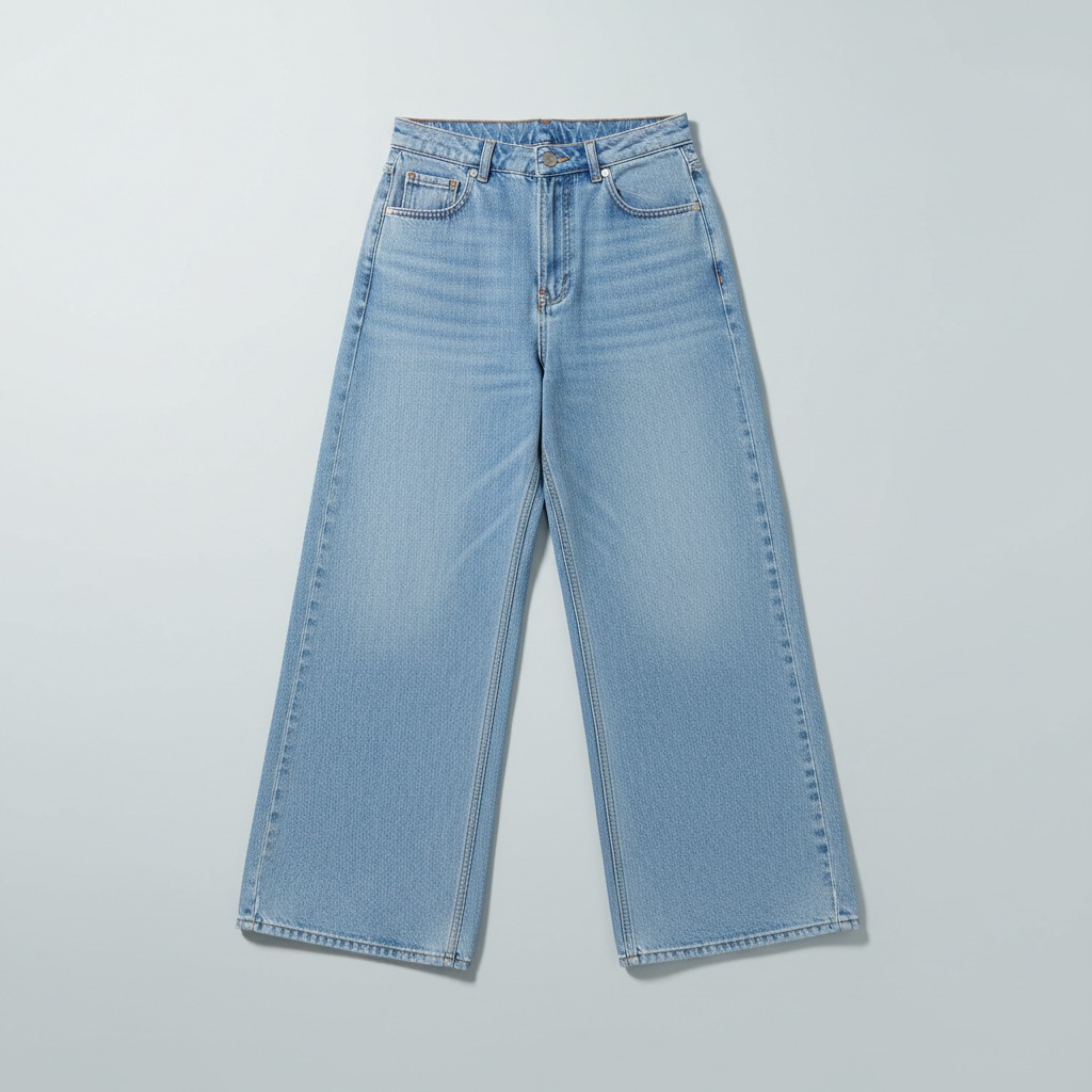 Wide-leg Jeans — whole garment. A broad silhouette from the hip through both full-length hems.